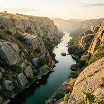 Sou de Foz Côa, meu chão
Onde a pedra tem memória
O Douro guarda a canção
Da minha mais velha histór